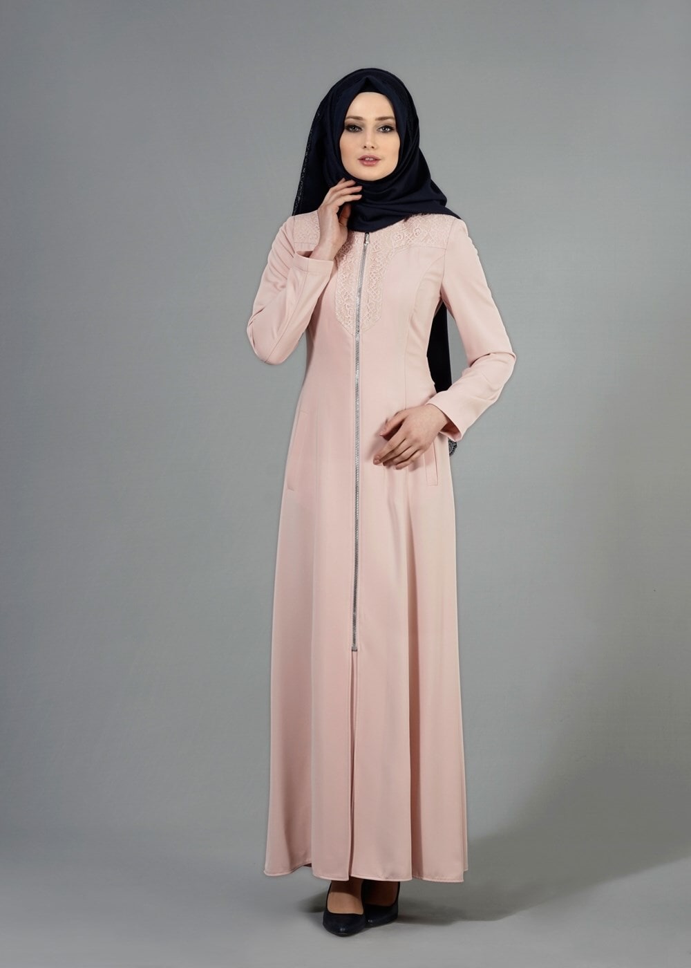 Tesettür giyim PUDRA T 1541 Farah Tesettür Pardesü-Alv Fashion