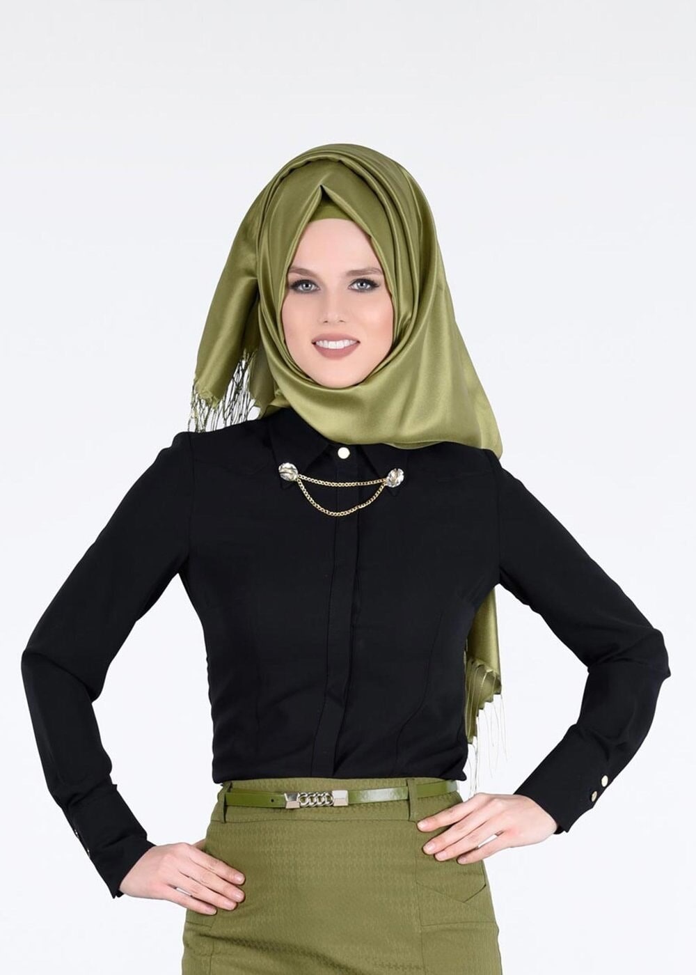 Tesettür giyim SİYAH T 4374-1 Portre Tesettür Bluz_Alv Fashion
