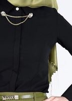 Tesettür giyim SİYAH T 4374-1 Portre Tesettür Bluz_Alv Fashion