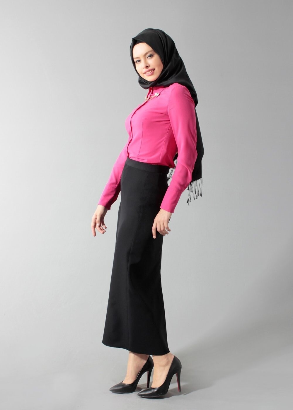 Tesettür giyim FUŞYA T 4374-1 Portre Tesettür Bluz_Alv Fashion