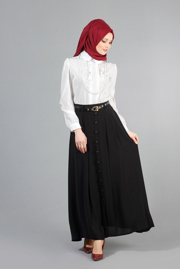 Vêtements hijab  T 121950 Miss Belles Düğme Detaylı Etek - TRENDTESETTÜR