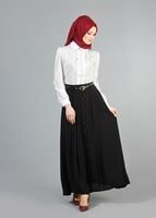 Hijab clothing BLACK T 121950 Miss Belles Düğme Detaylı Etek