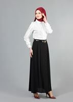 Hijab clothing BLACK T 121950 Miss Belles Düğme Detaylı Etek