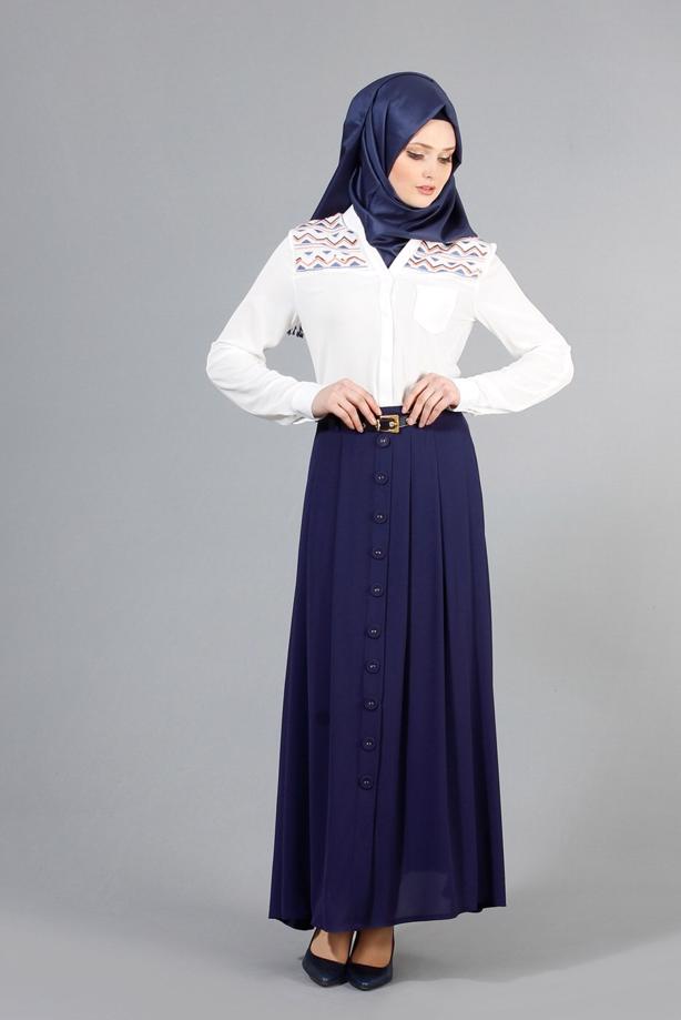 Vêtements hijab  T 121950 Miss Belles Düğme Detaylı Etek - TRENDTESETTÜR