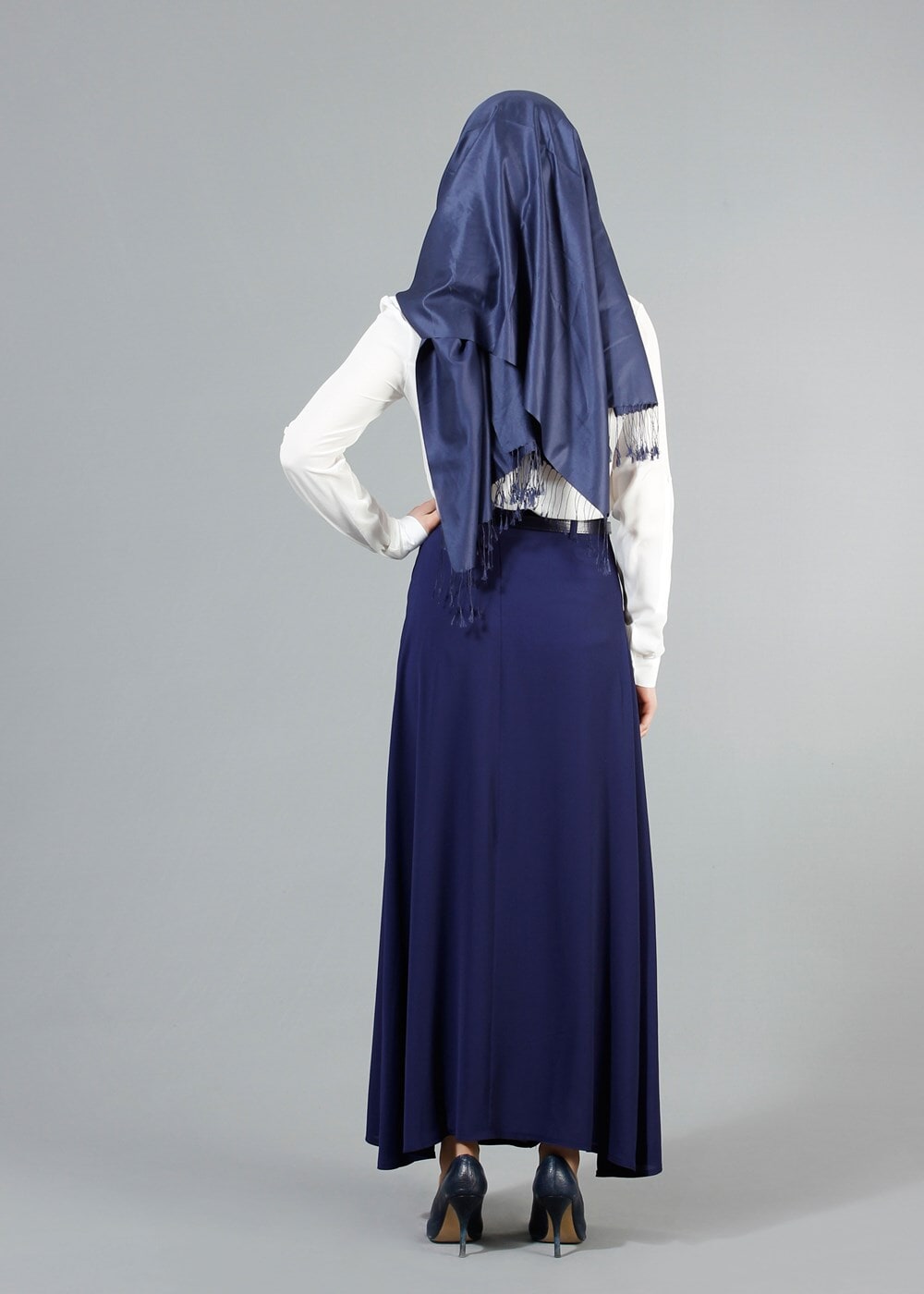 Vêtements hijab BLEU MARINE T 121950 Miss Belles Düğme Detaylı Etek