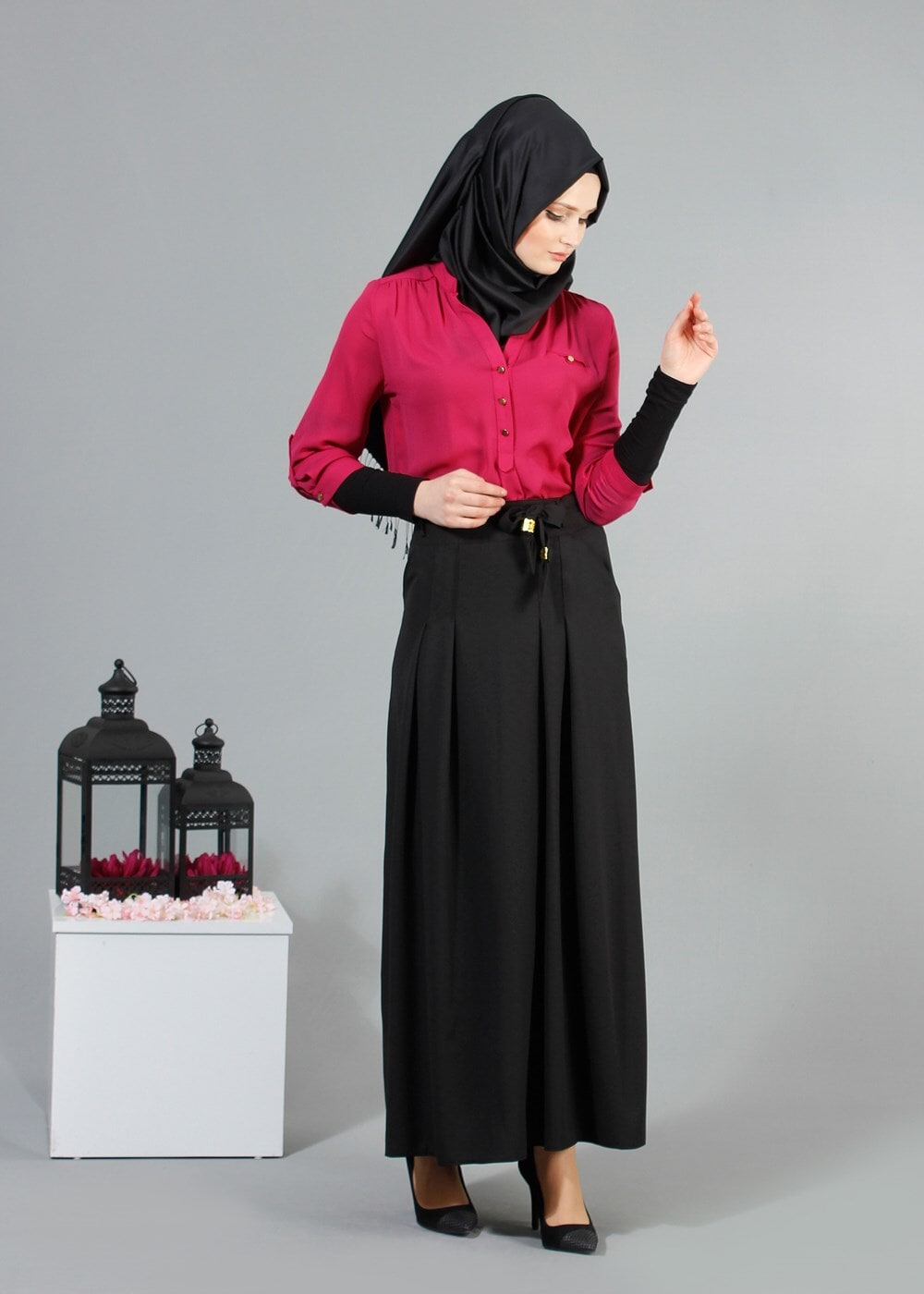 Vêtements hijab NOIR T 121956 Miss Belles Cepli Pileli Etek