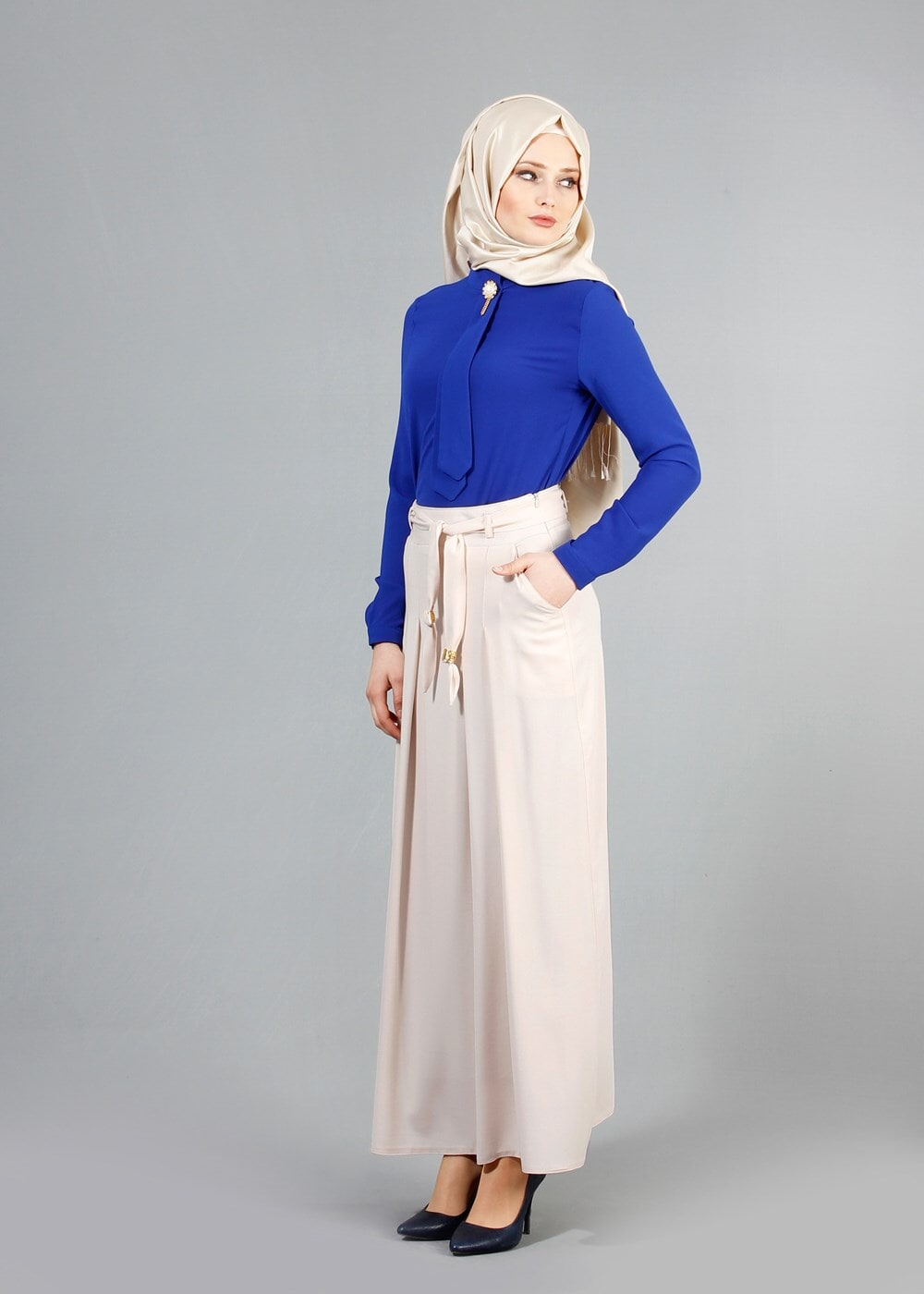 Vêtements hijab BEIGE T 121956 Miss Belles Cepli Pileli Etek