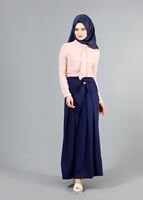Hijab clothing NAVY BLUE T 121956 Miss Belles Cepli Pileli Etek