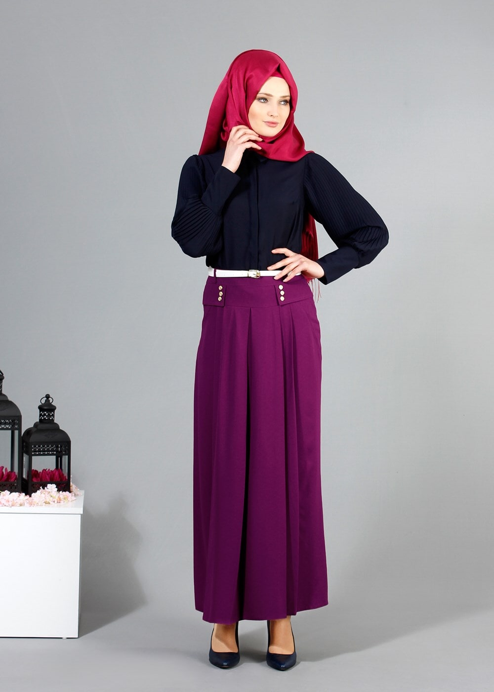 Vêtements hijab POURPRE T 121977 Miss Belles Pileli Etek