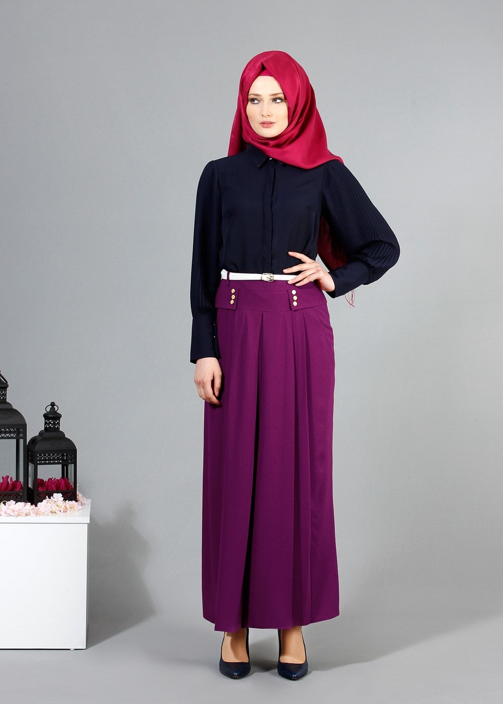 Vêtements hijab POURPRE T 121977 Miss Belles Pileli Etek