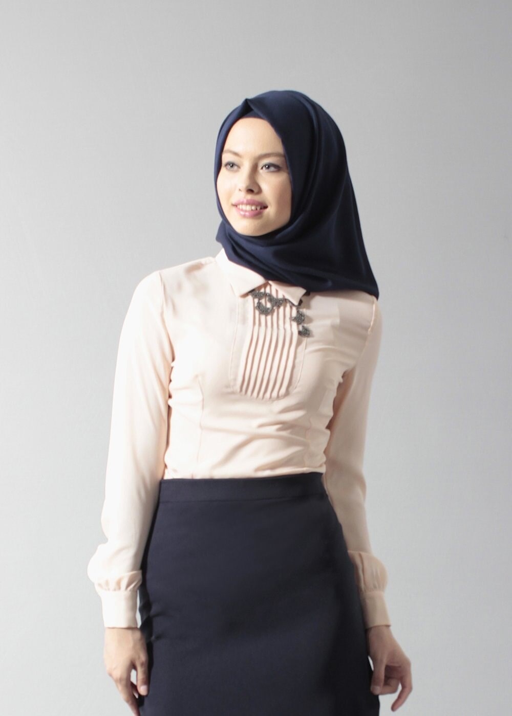 Tesettür giyim PEMBE NERVÜR DETAYLI BLUZ 4346 