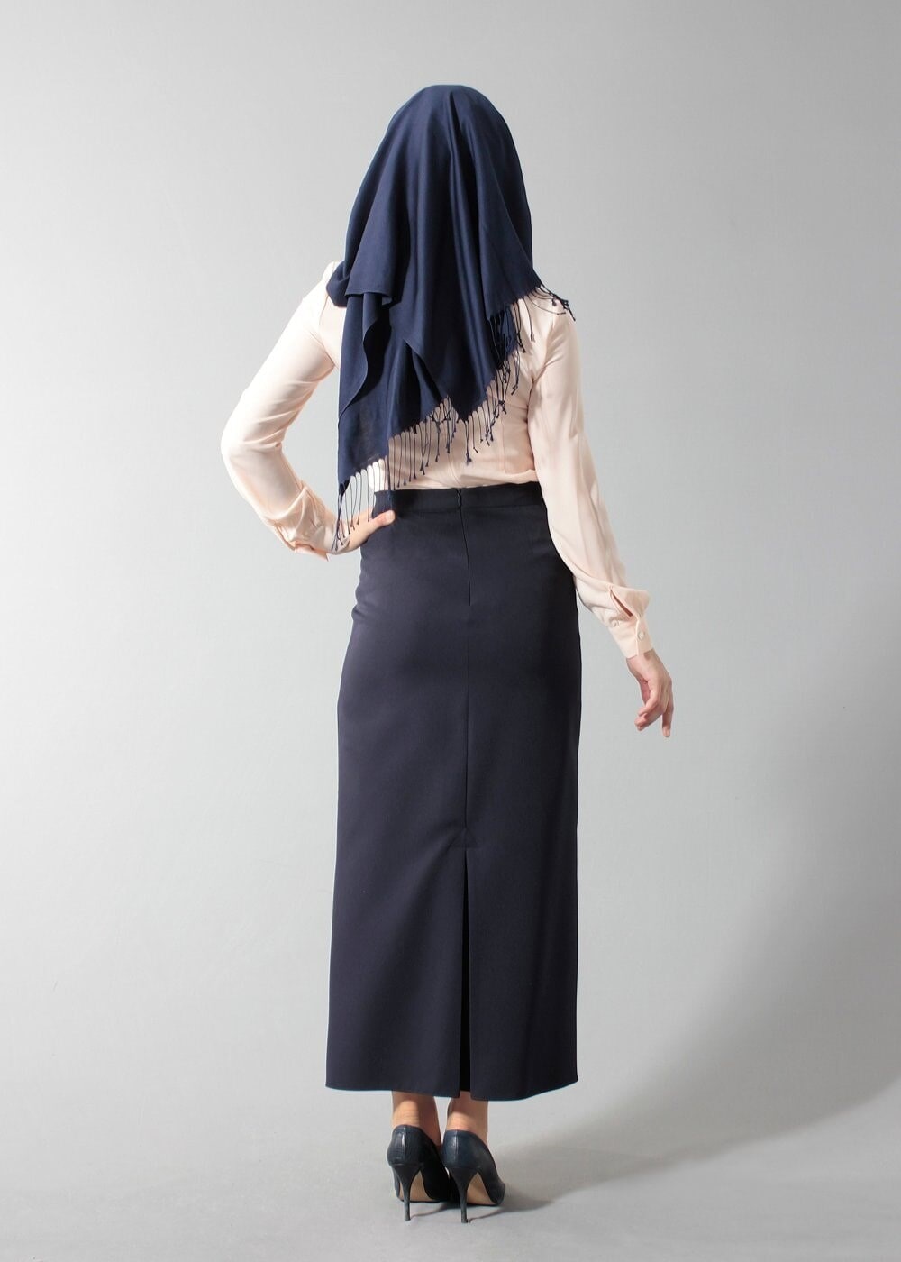 Tesettür giyim PEMBE NERVÜR DETAYLI BLUZ 4346 