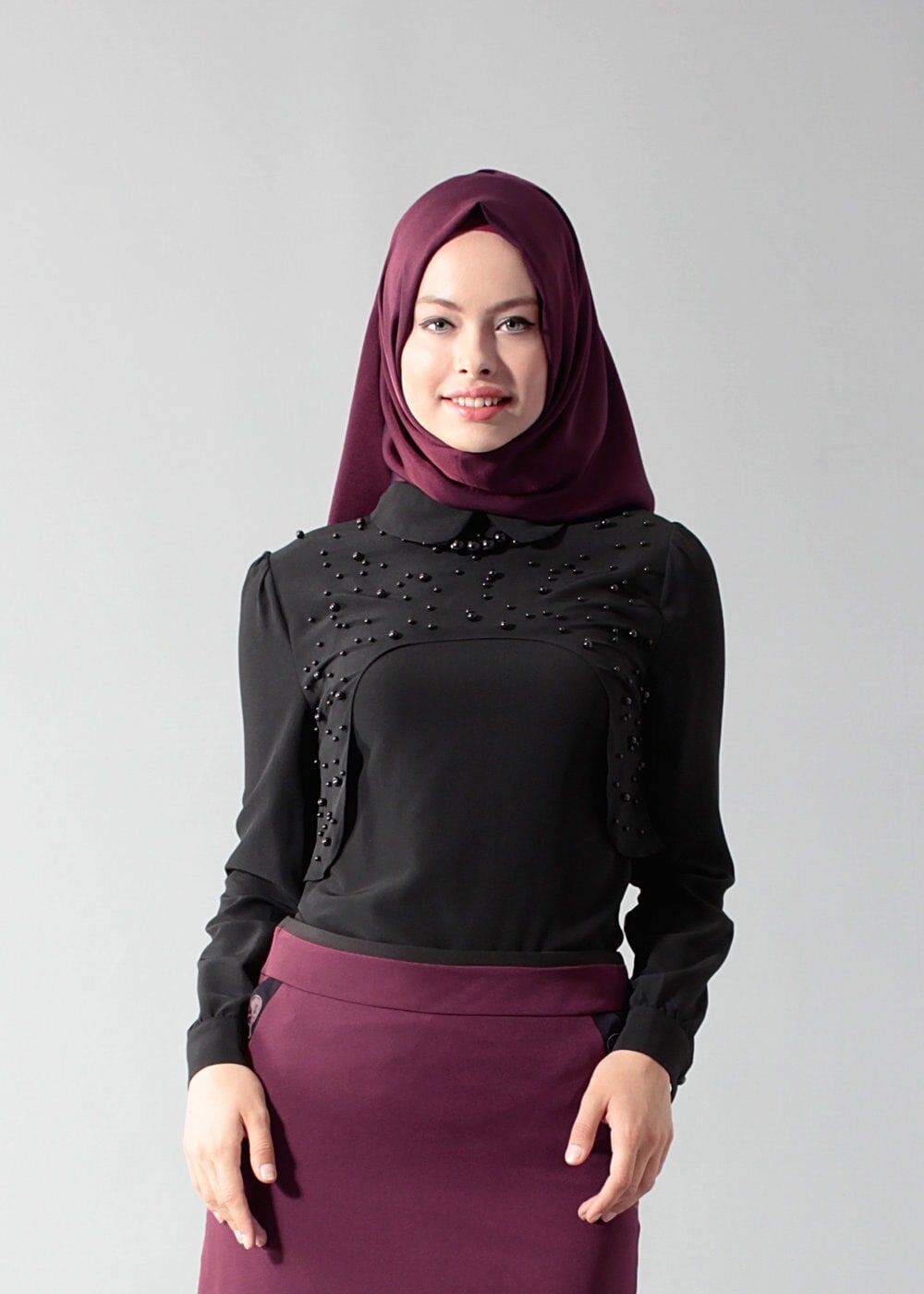 Tesettür giyim SİYAH T 4409 Criss Tesettür Bluz -Alv Fashion