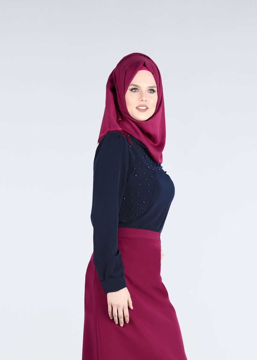 Tesettür giyim LACİVERT T 4409 Criss Tesettür Bluz -Alv Fashion