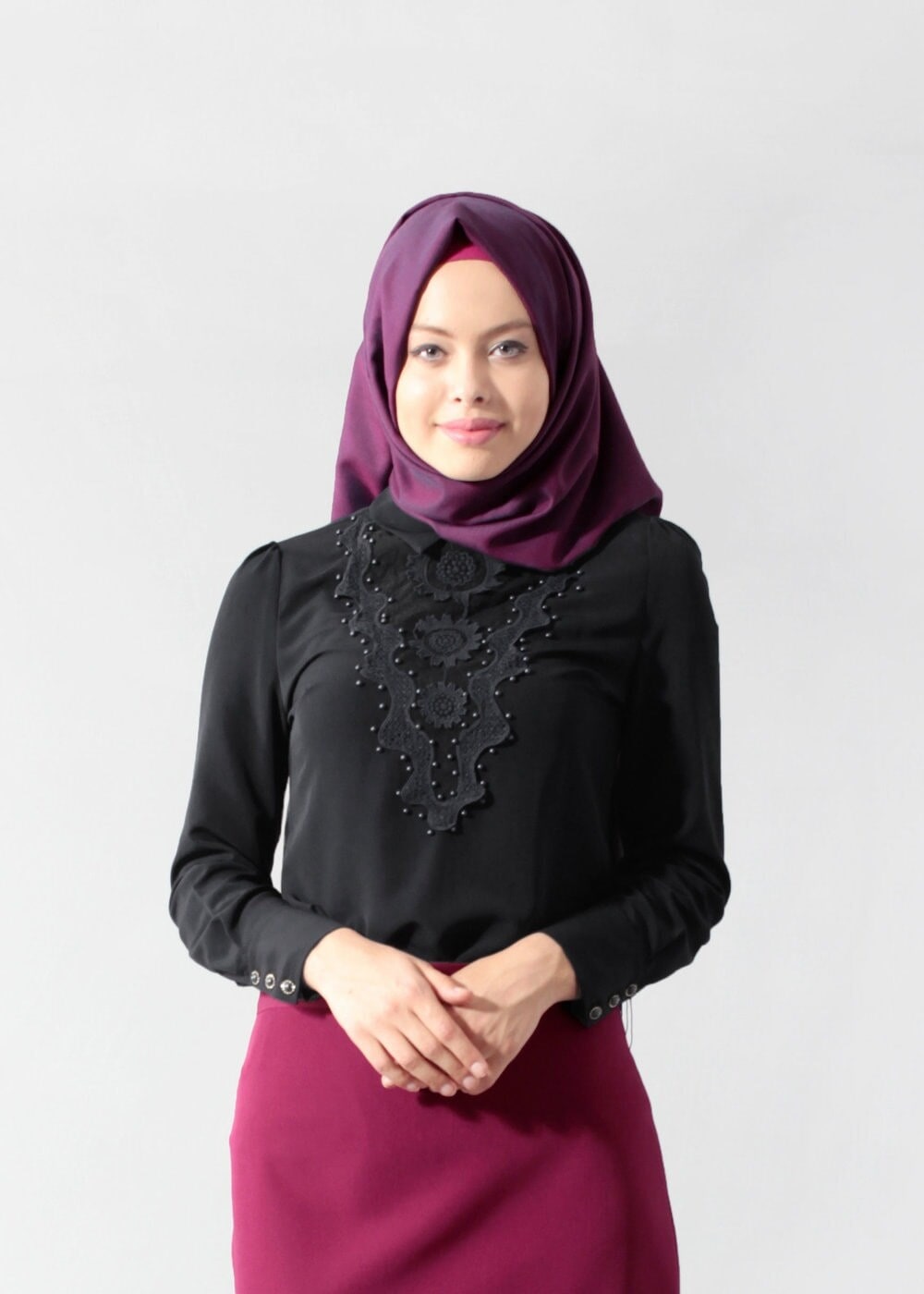 Tesettür giyim SİYAH T 4431 Criss Tesettür Bluz -Alv Fashion