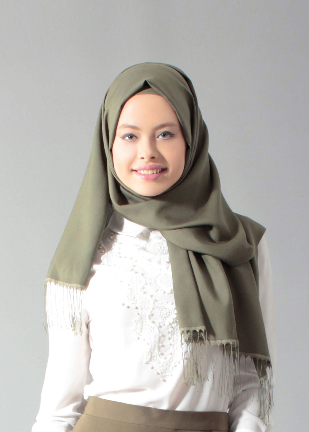 Tesettür giyim KREM T 4431 Criss Tesettür Bluz -Alv Fashion