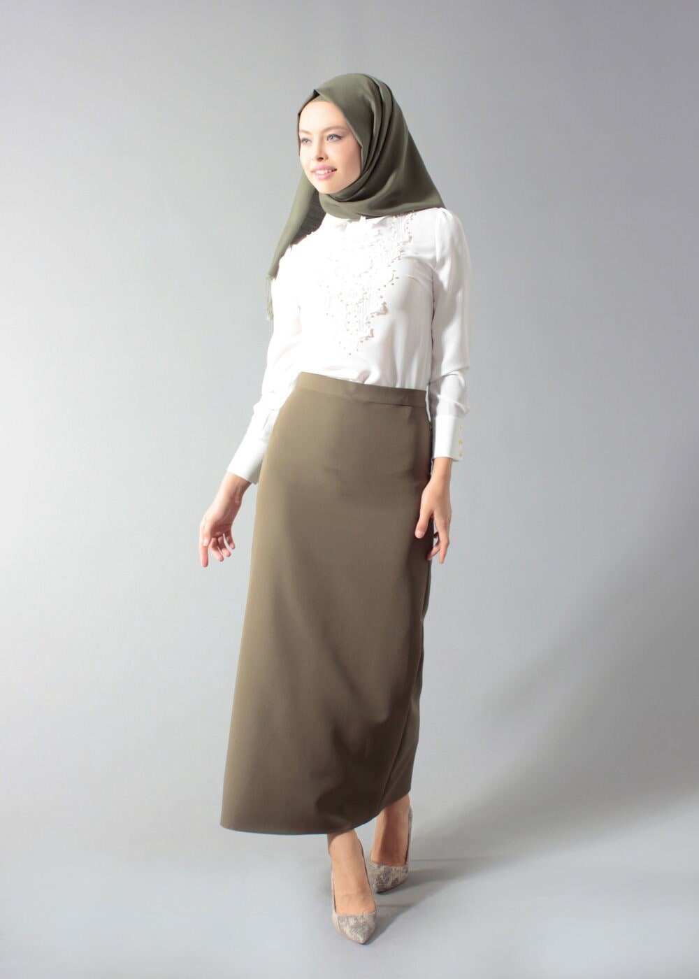 Tesettür giyim KREM T 4431 Criss Tesettür Bluz -Alv Fashion