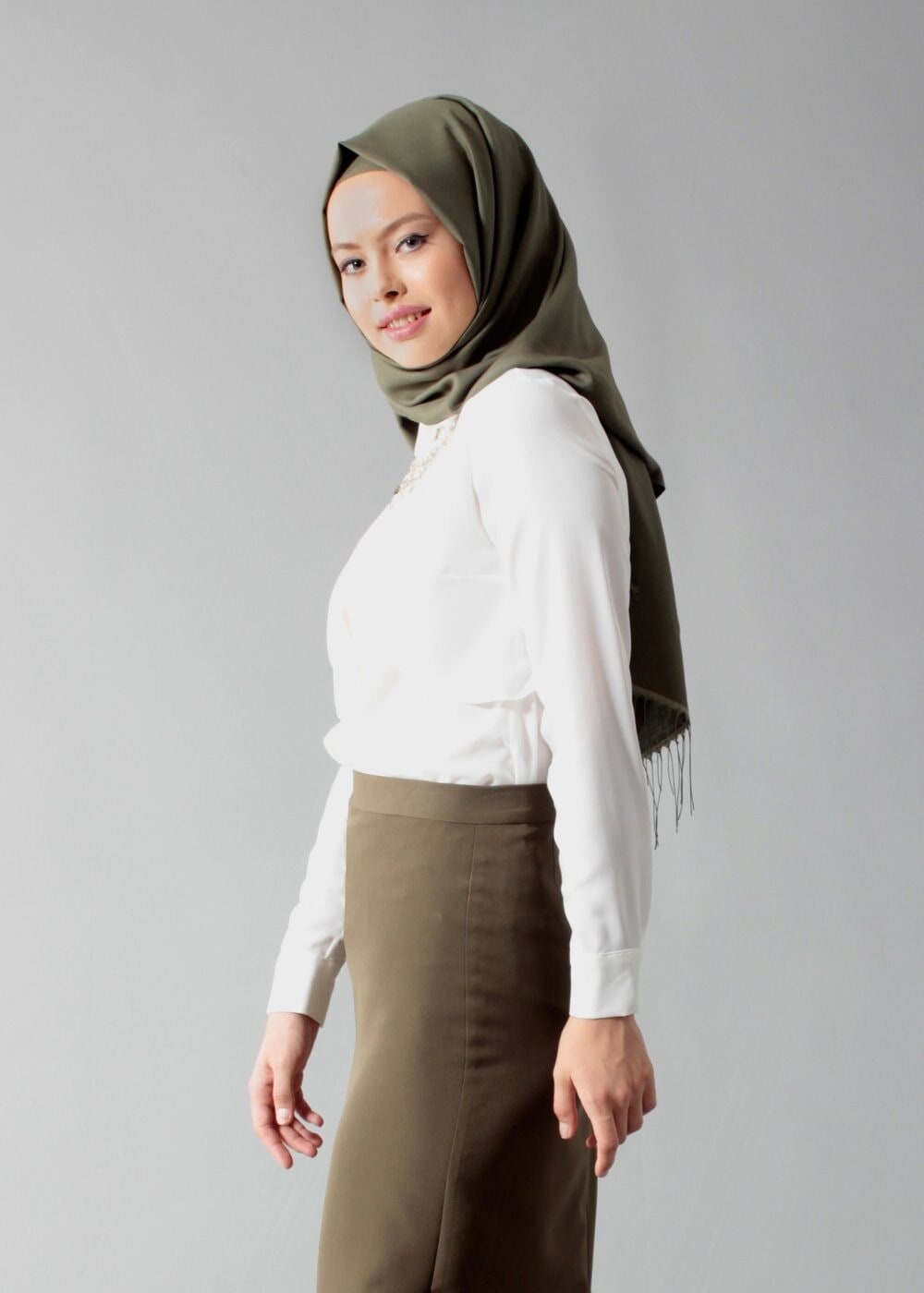 Tesettür giyim KREM T 4435 Criss Tesettür Bluz -Alv Fashion