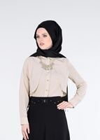 Tesettür giyim BEJ T 4435 Criss Tesettür Bluz -Alv Fashion