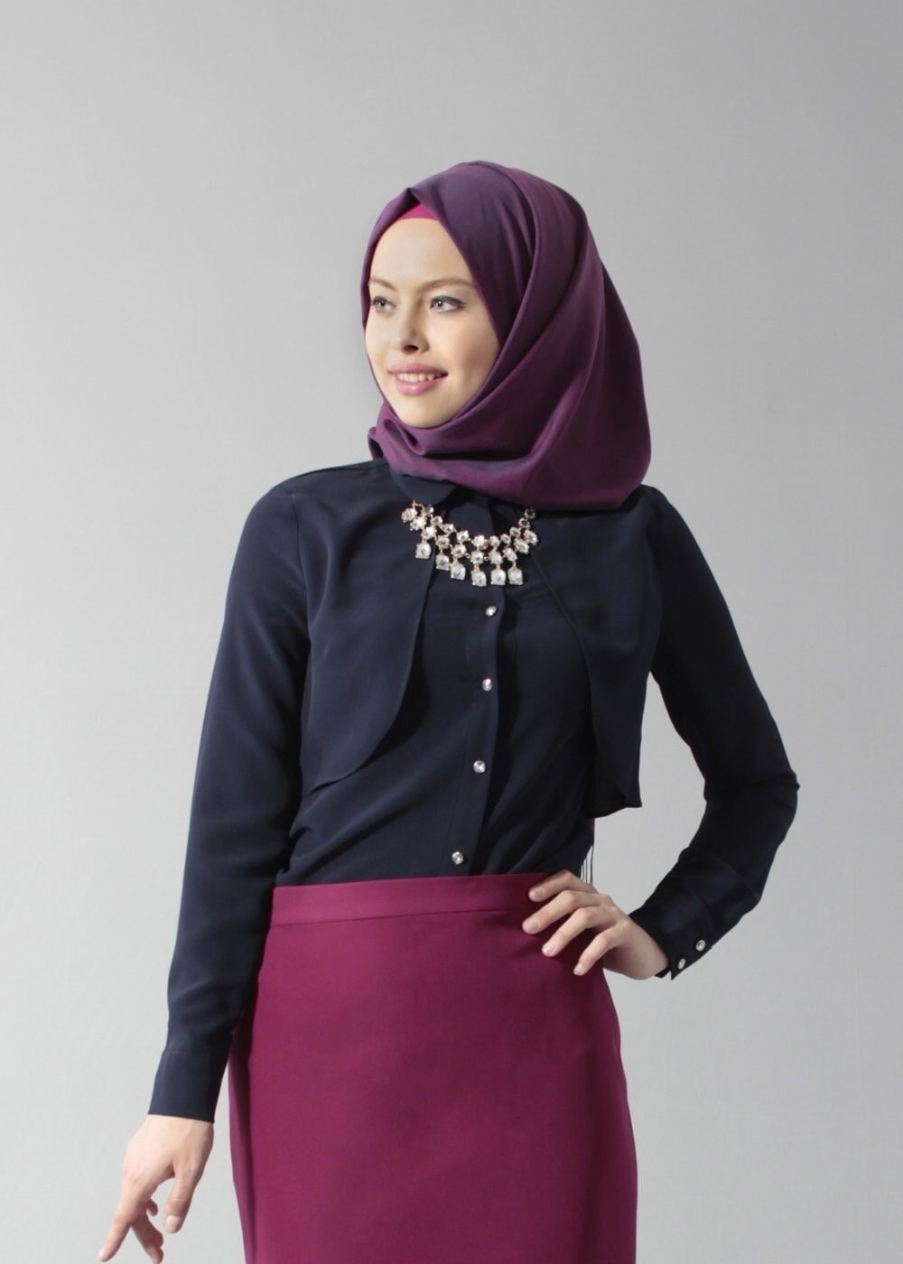 Tesettür giyim LACİVERT T 4435 Criss Tesettür Bluz -Alv Fashion