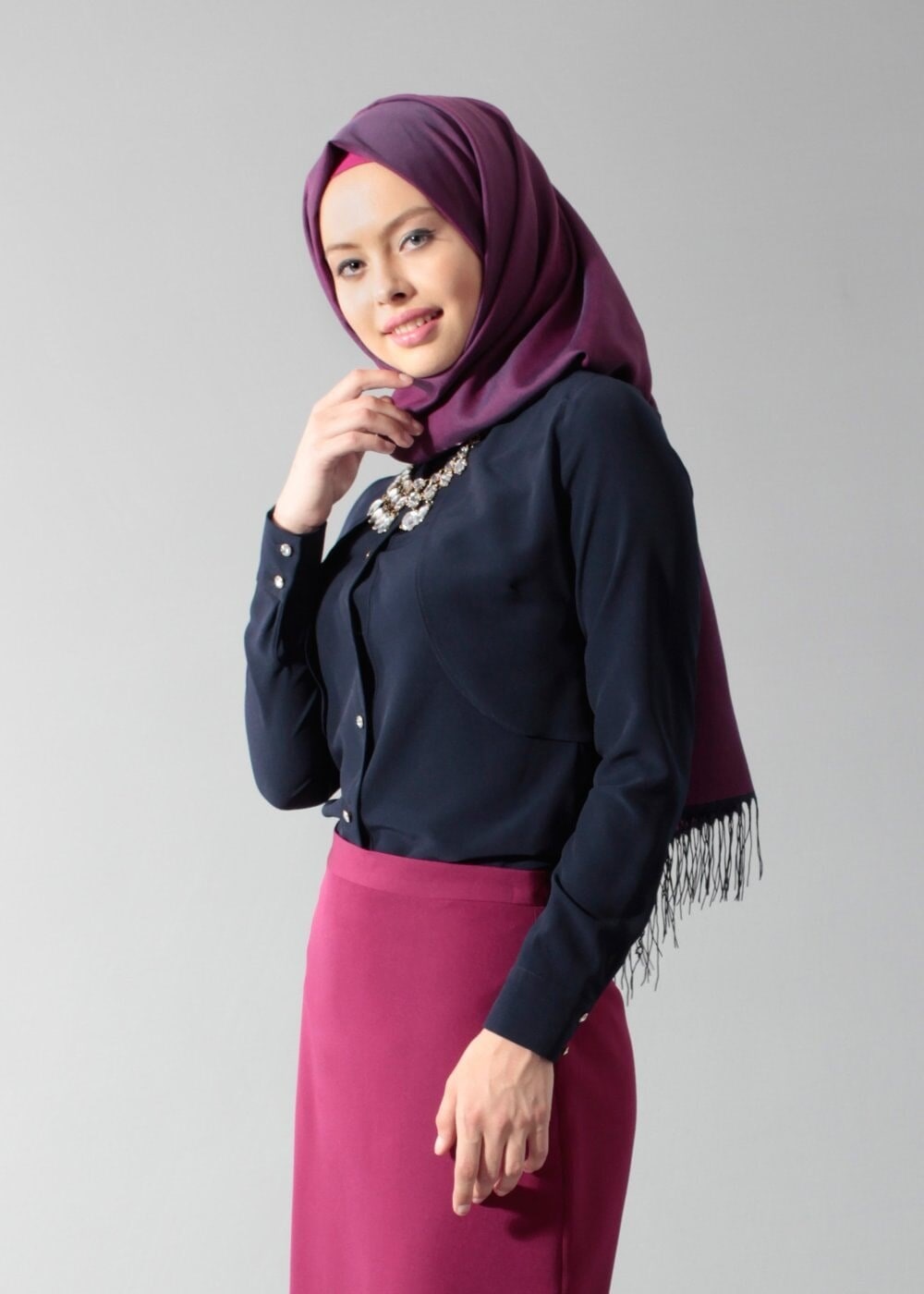 Tesettür giyim LACİVERT T 4435 Criss Tesettür Bluz -Alv Fashion