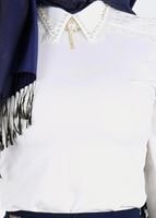 Tesettür giyim KREM TAŞ DETAYLI BLUZ 4437 