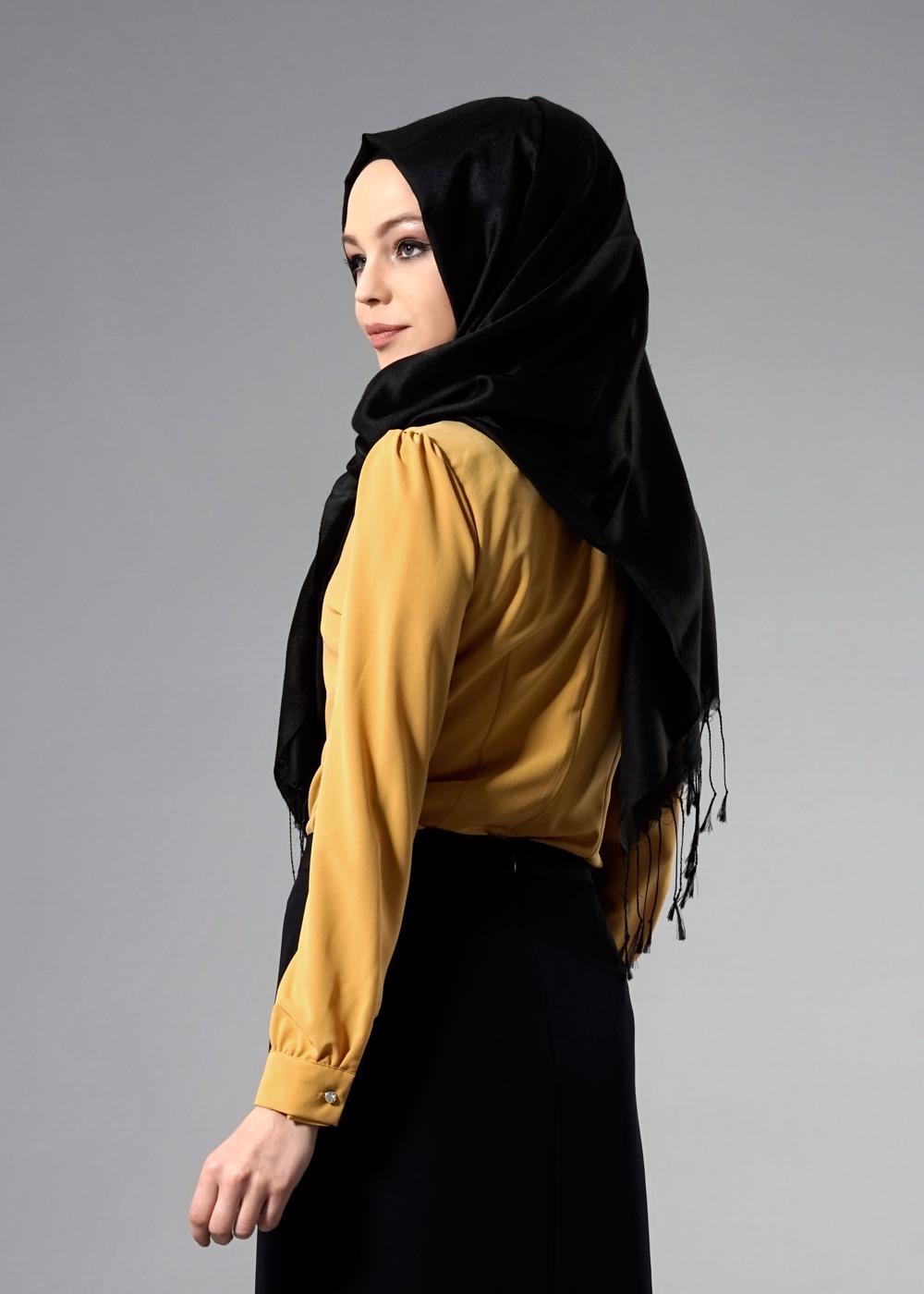 Tesettür giyim TURUNCU TAŞ DETAYLI BLUZ 4437 