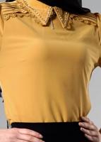 Tesettür giyim TURUNCU TAŞ DETAYLI BLUZ 4437 