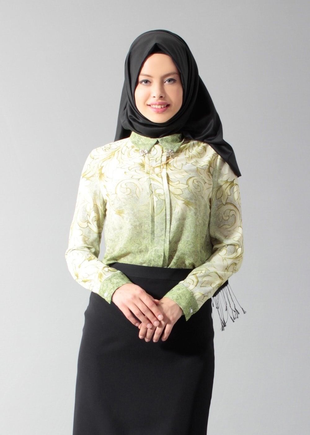 Tesettür giyim YEŞİL T 4509 Queen Bluz-Alv Fashion