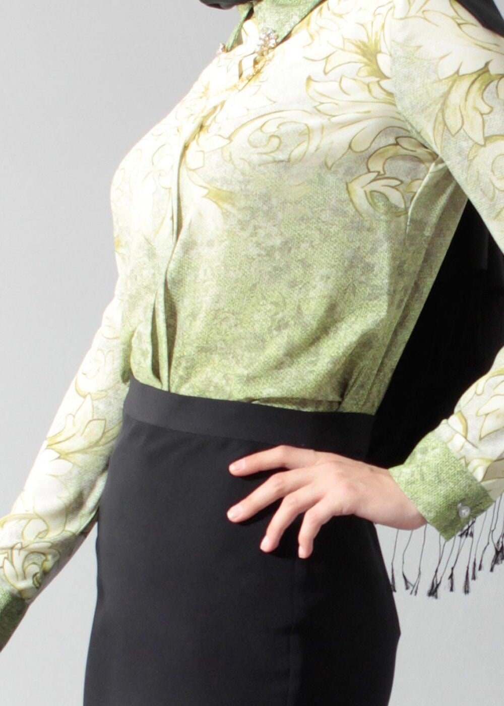 Tesettür giyim YEŞİL T 4509 Queen Bluz-Alv Fashion