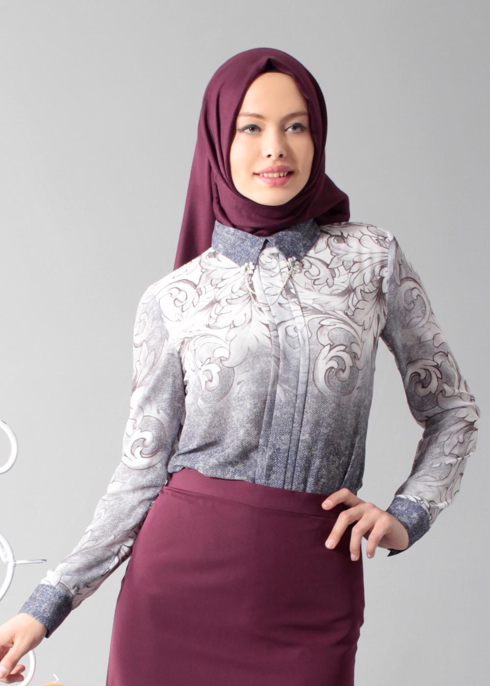 Tesettür giyim LACİVERT T 4509 Queen Bluz-Alv Fashion