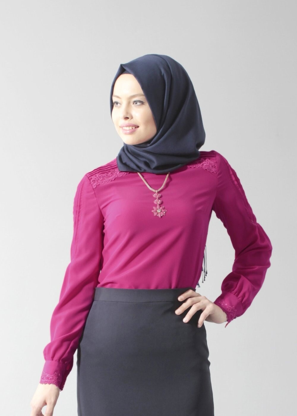 Tesettür giyim FUŞYA T 4397 New Loren Tesettür Bluz-Alv Fashion