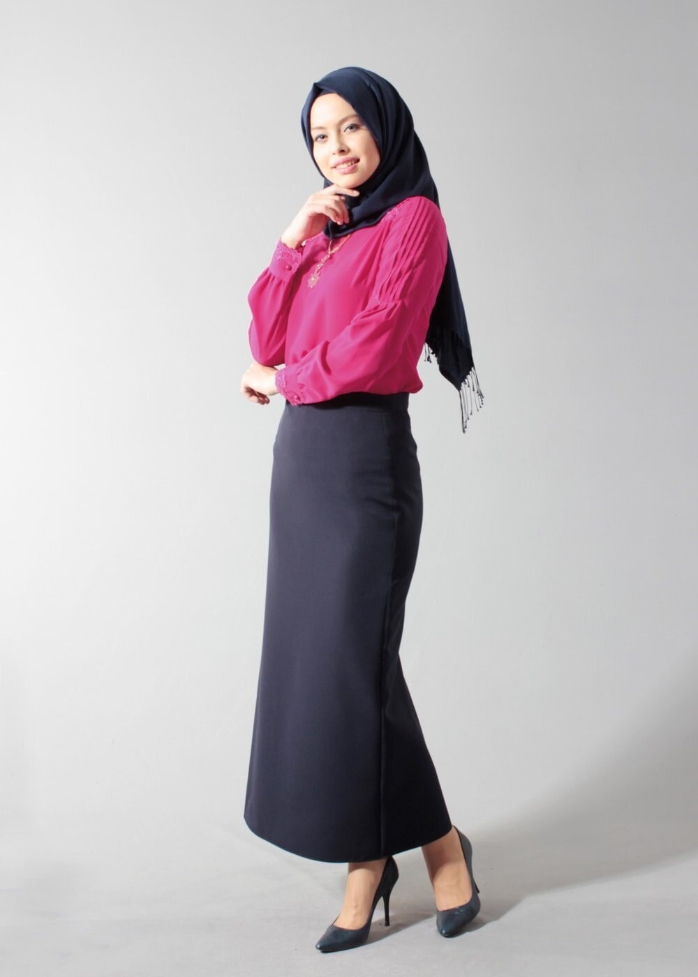 Tesettür giyim FUŞYA T 4397 New Loren Tesettür Bluz-Alv Fashion