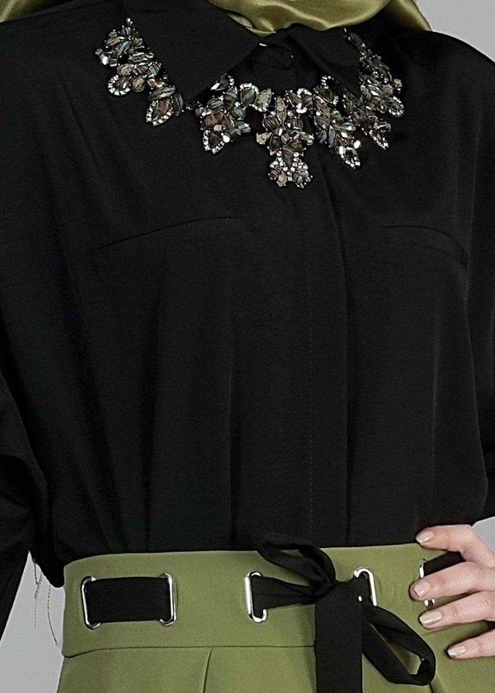 Tesettür giyim SİYAH T 4475 Caretta Bluz-Alv Fashion