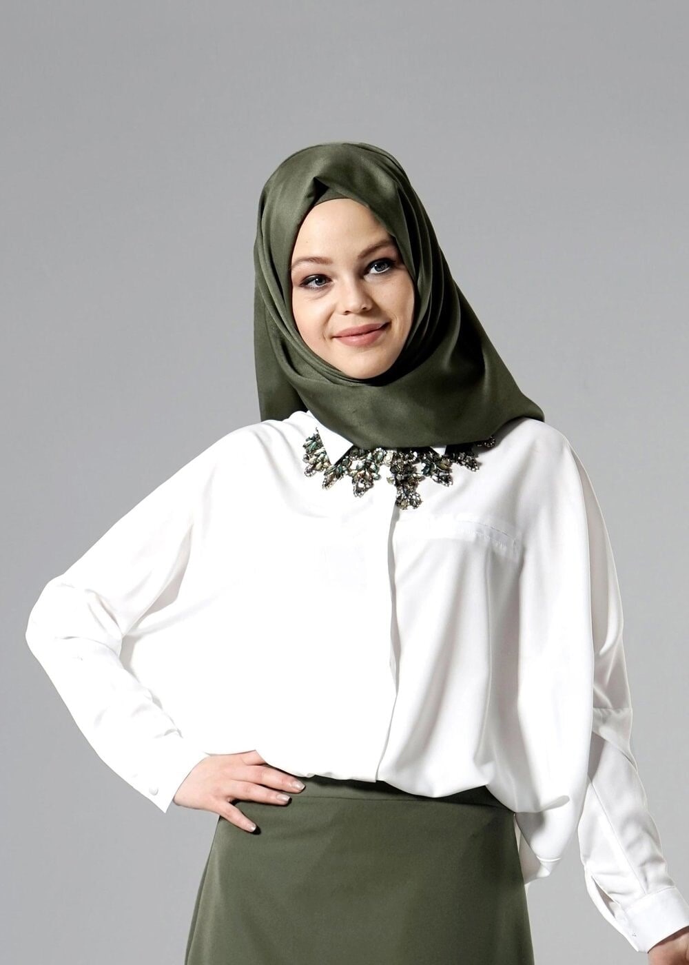 Tesettür giyim KREM T 4475 Caretta Bluz-Alv Fashion