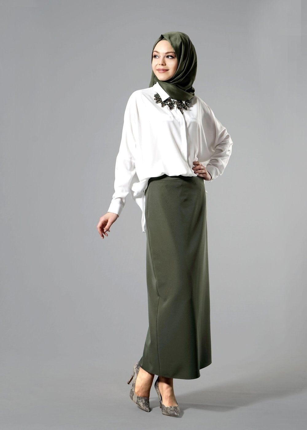Tesettür giyim KREM T 4475 Caretta Bluz-Alv Fashion