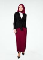 Tesettür giyim SİYAH BELİ KUŞAKLI CEKET 4615 
