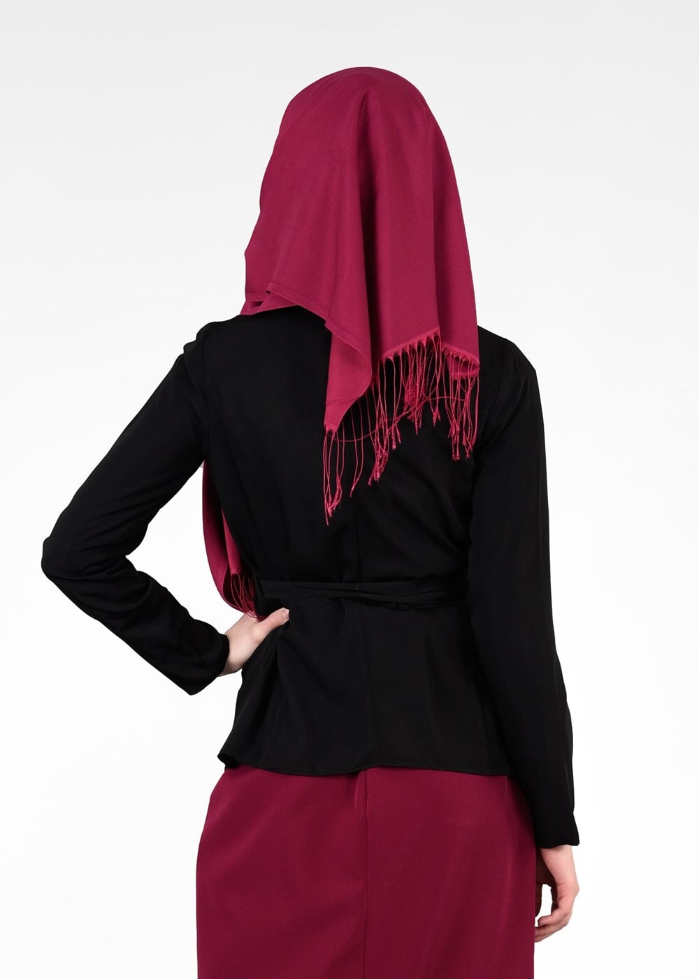 Tesettür giyim SİYAH BELİ KUŞAKLI CEKET 4615 