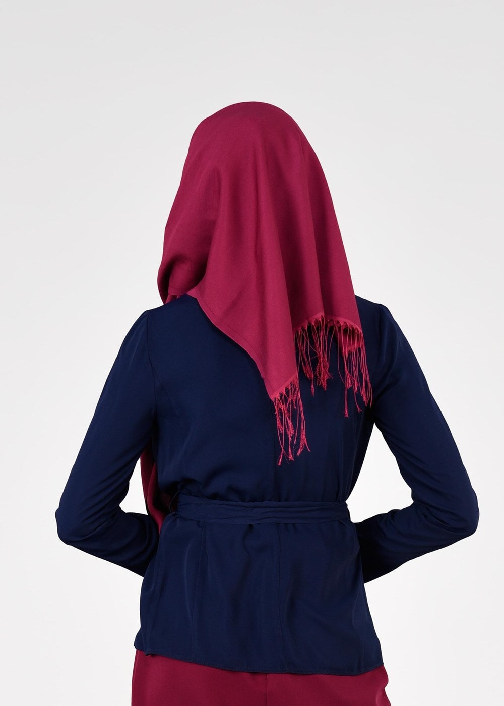 Tesettür giyim LACİVERT BELİ KUŞAKLI CEKET 4615 