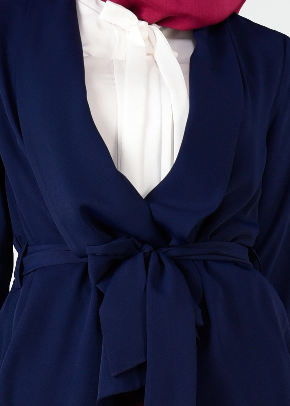 Tesettür giyim LACİVERT BELİ KUŞAKLI CEKET 4615 