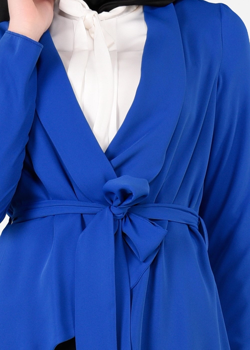 Tesettür giyim LACİVERT BELİ KUŞAKLI CEKET 4615 