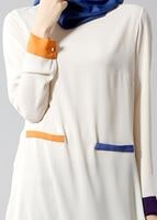 Tesettür giyim BEJ T 308 İpekzade Krep Salaş Tunik