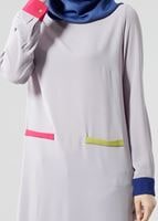 Tesettür giyim GRİ T 308 İpekzade Krep Salaş Tunik