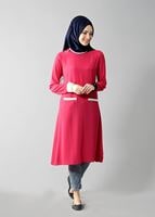 Tesettür giyim FUŞYA T 308 İpekzade Krep Salaş Tunik