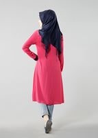 Tesettür giyim FUŞYA T 308 İpekzade Krep Salaş Tunik