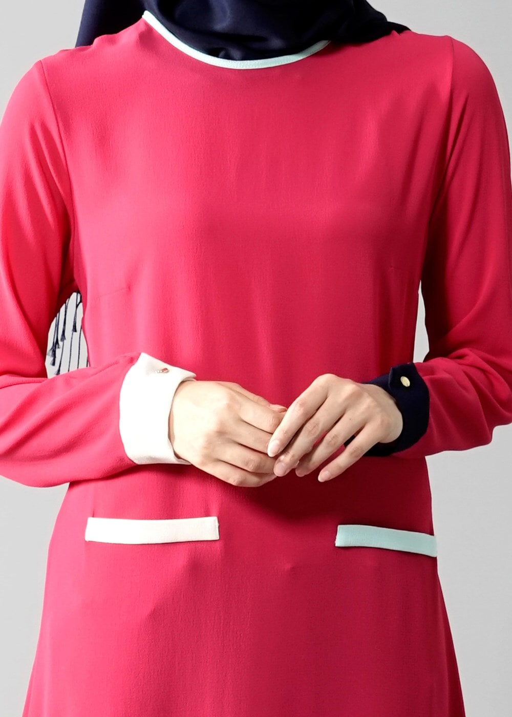 Tesettür giyim FUŞYA T 308 İpekzade Krep Salaş Tunik