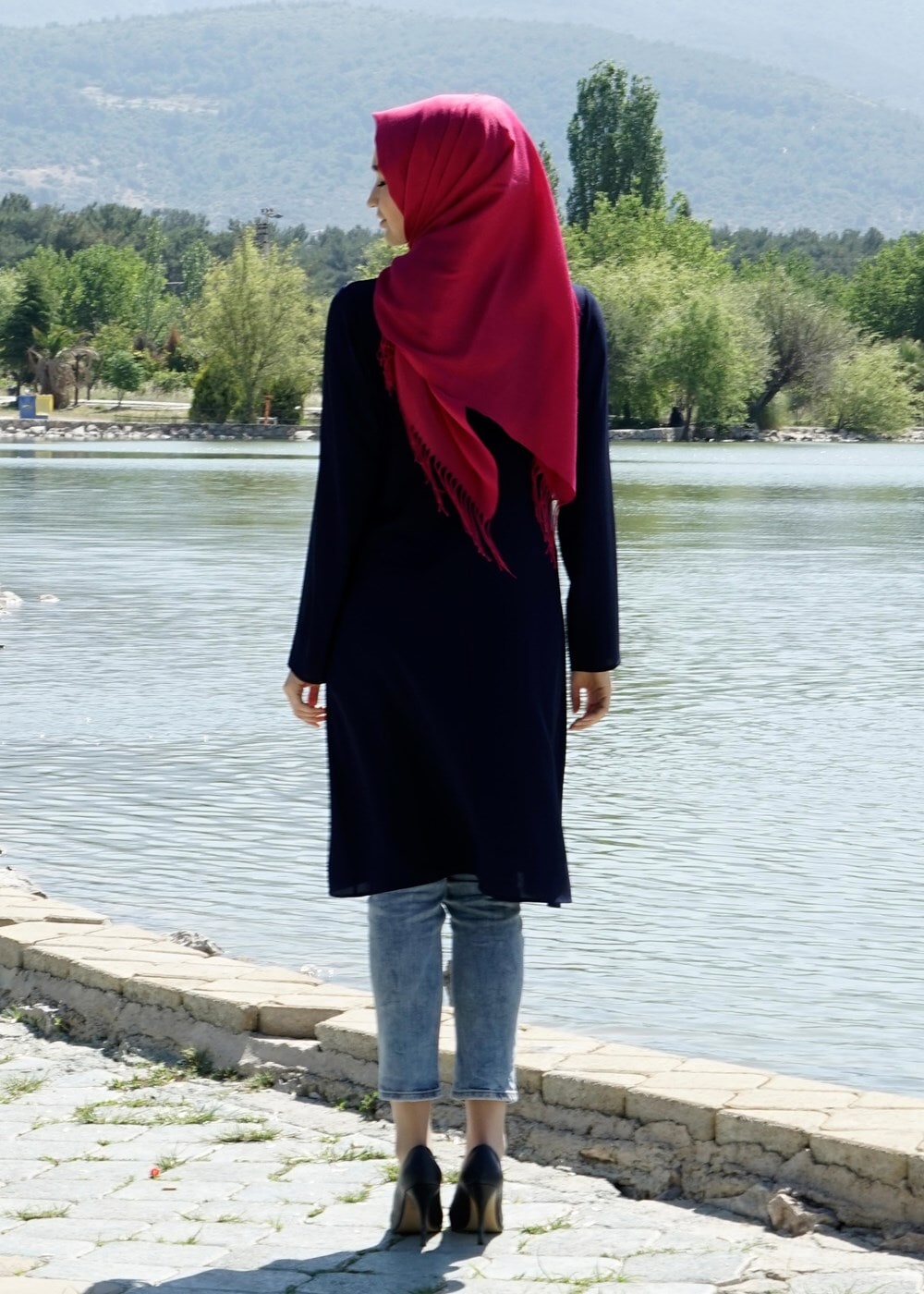 Tesettür giyim LACİVERT T 311 İpekzade Cep Detaylı Salaş Tunik