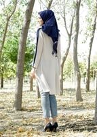 Tesettür giyim BEJ T 343 İpekzade Kolyeli Salaş Tunik