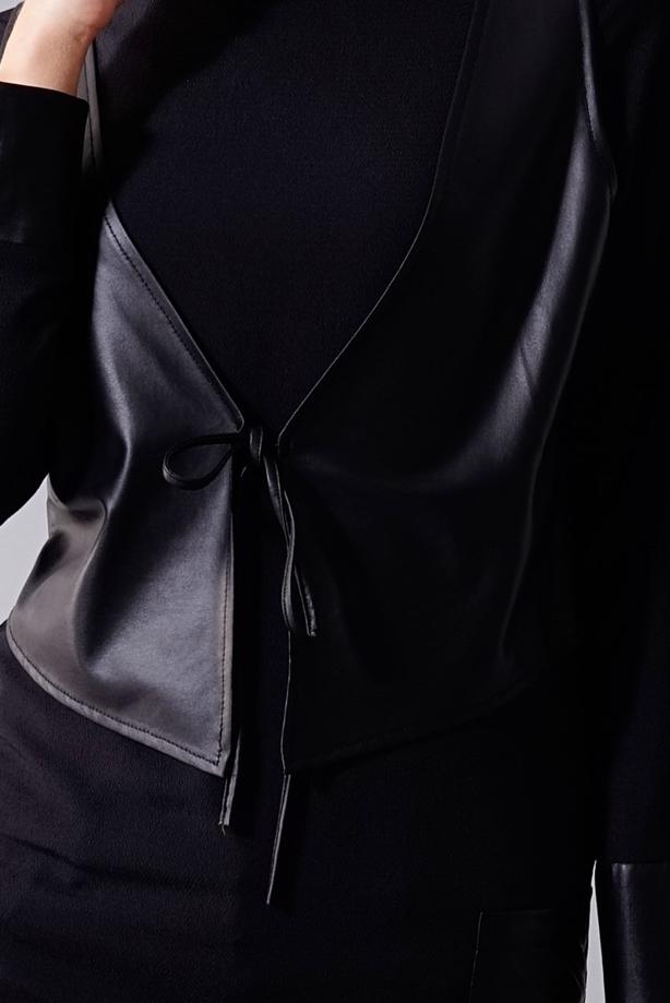 Vêtements hijab  T 454 Duay Deri Detaylı Tesettür Tunik - TRENDTESETTÜR