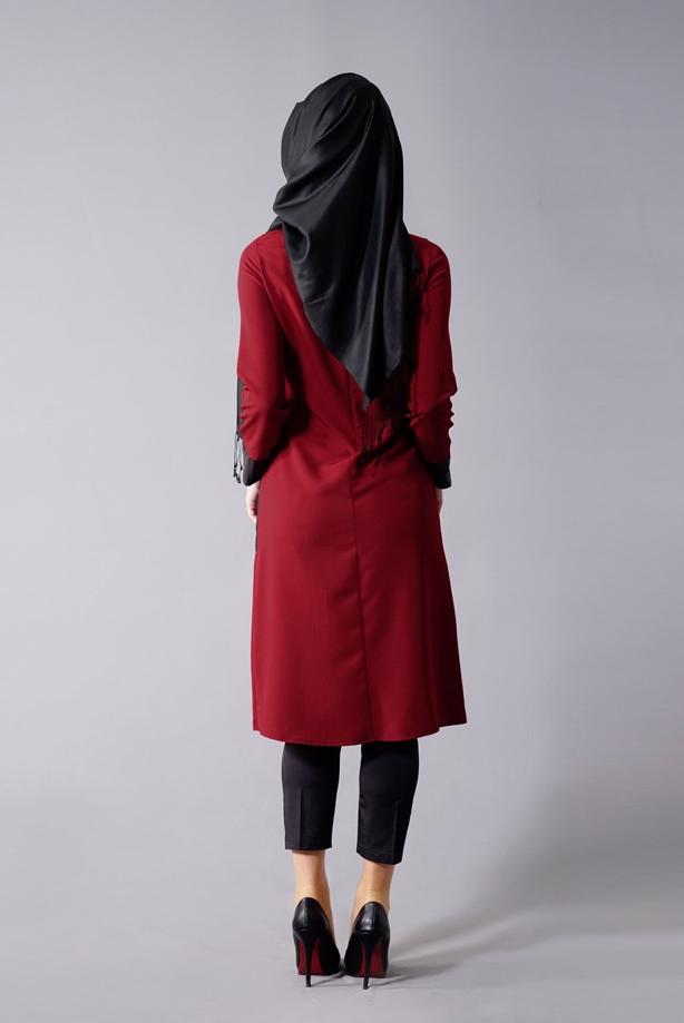 Vêtements hijab  T 454 Duay Deri Detaylı Tesettür Tunik - TRENDTESETTÜR